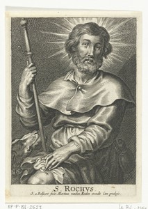 Heilige Rochus als pelgrim met zweer