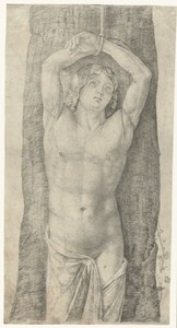 Heilige Sebastiaan vastgebonden aan boom