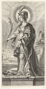 Heilige Susanna van Rome met zwaard en kroon