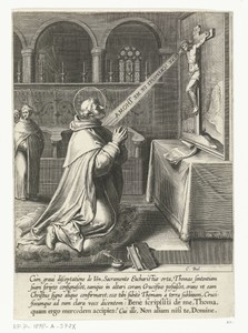 Heilige Thomas van Aquino in gesprek met een crucifix
