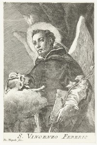 Heilige Vincentius Ferrer (Ferrier) met vleugels en schedel