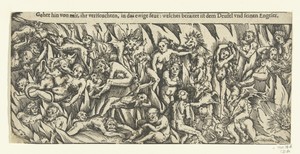 Hel met demonen en verdoemden in het eeuwig vuur