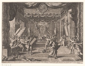 Heliogabalus door de senaat en de soldaten met zijn moeder vermoord