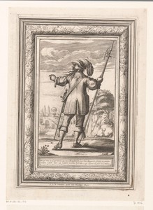 Hellebaardier, op de rug gezien, gekleed volgens de mode van ca. 1630