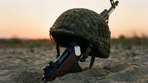Helmet and Rifle