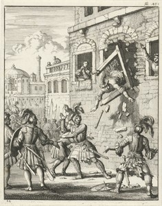 Hendrik II van Champagne stort omlaag door het losbreken van een vensterkozijn
