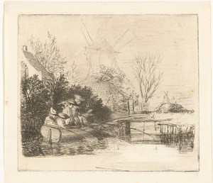 Hengelaars bij een rivier