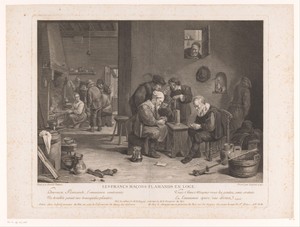Herberginterieur met kaartspelende figuren