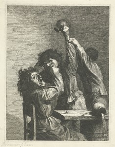 Herberginterieur met vechtende boeren