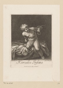 Hercules als kind in de wieg wurgt slangen