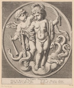 Hercules als putto met de Hydra van Lerna