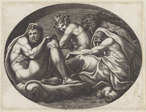 Hercules, Bacchus, Pan en een andere god
