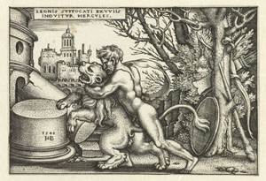 Hercules in gevecht met de Nemeïsche leeuw