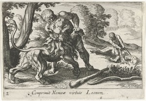 Hercules in gevecht met de Nemeïsche leeuw
