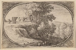 Herd of Cows on Bluff to Left of Water