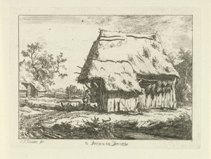 Herder bij een schaapskooi