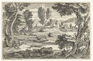 Herder en herderin aan waterkant
