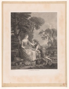 Herder en herderin met vogelkooi