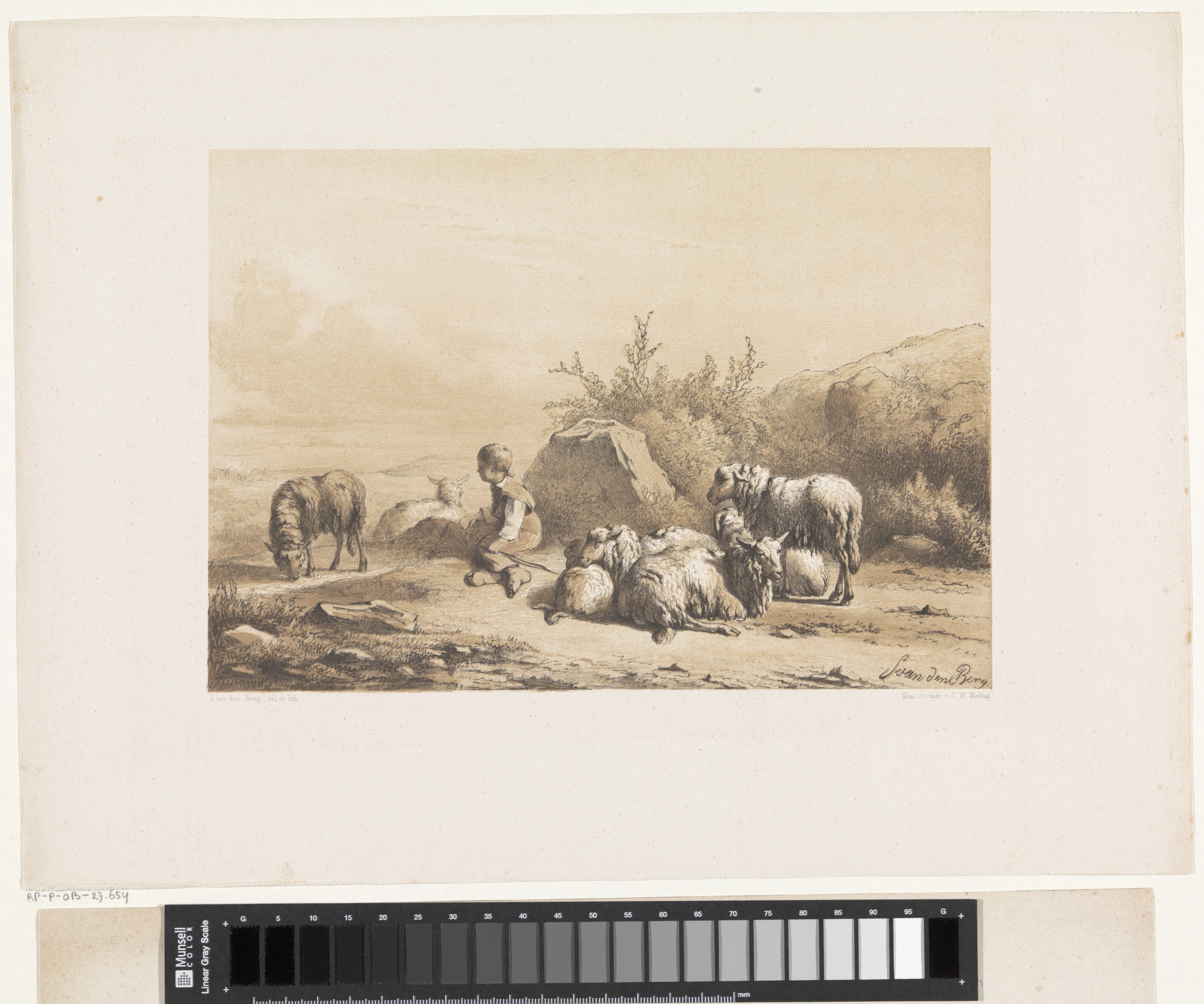 Herder en schapen by Simon van den Berg