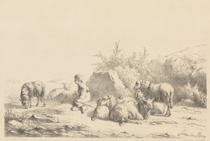 Herder en schapen