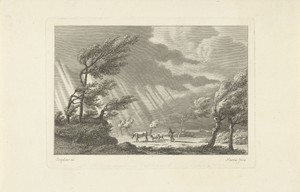 Herder in een landschap met dreigend weer
