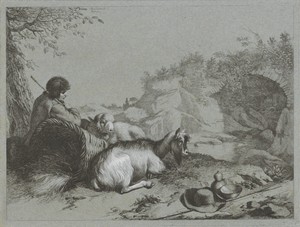 Herder met schaap en geit