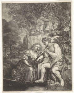 Herderin en fluitspelende herder