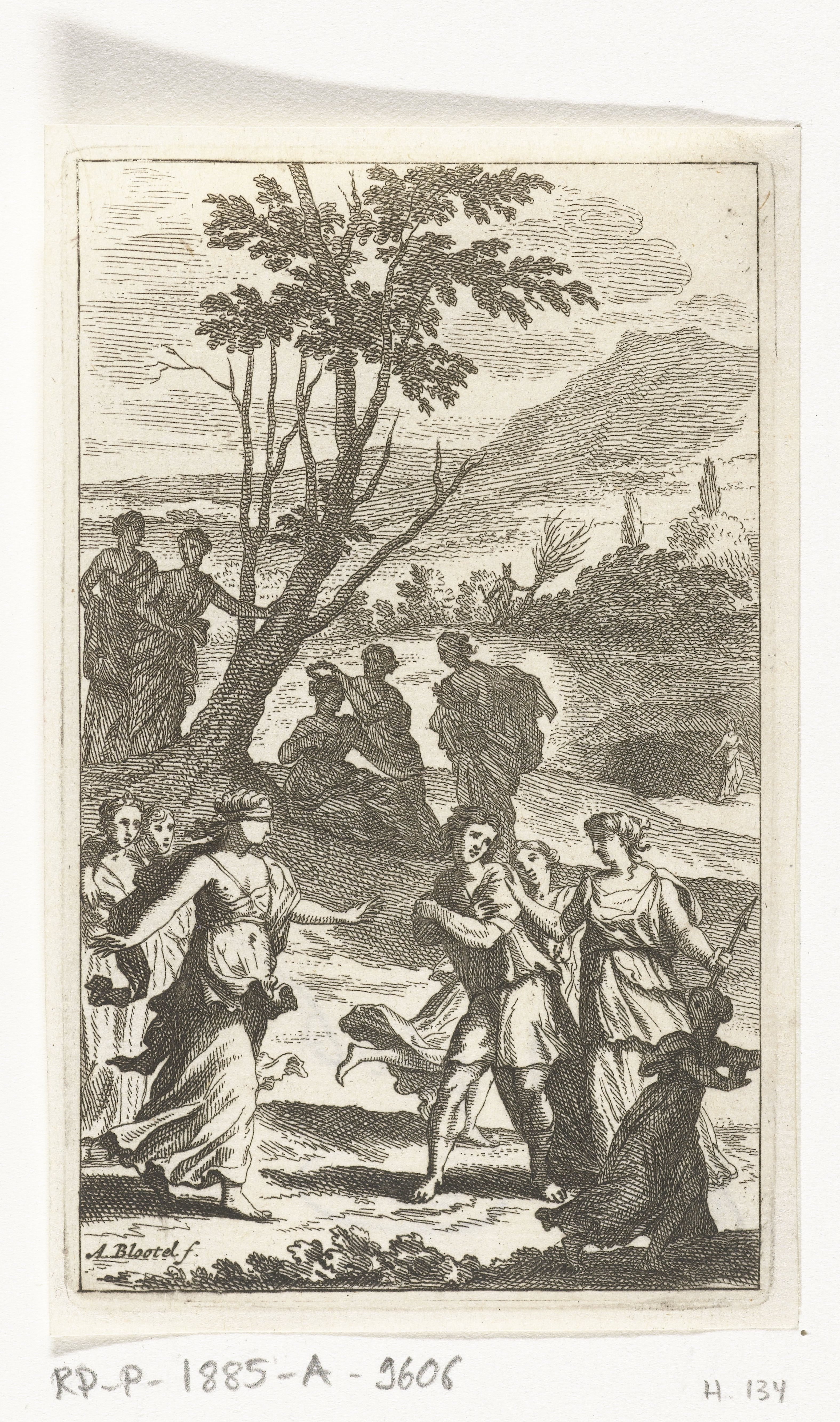 Herderinnen spelen een spel by Abraham Bloteling