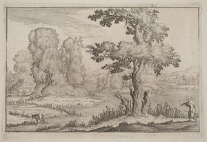 Herdsman and Cows Crossing a River