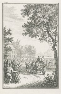 Heren vervoerd per koets op het platteland