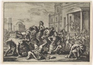 Herodes laat zijn barbier Tryfon, Tyro en diens zoon op verdenking van verraad stenigen