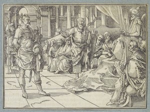 Herodes verschijnt voor de rechterstoel van Hyrkanus