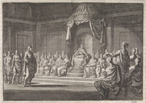Herodes verschijnt voor de rechterstoel van Hyrkanus