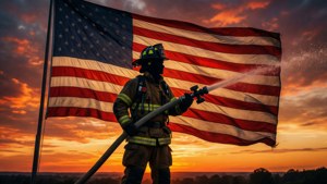 Heroic Firefighter Silhouette