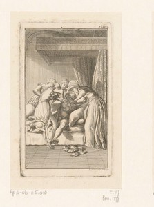 Hertog Adalbert wordt door zijn hofdames het bed in gedwongen