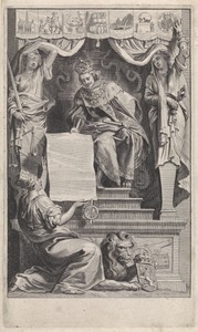 Hertog met personificatie van een stad