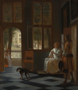 Het aanreiken van een brief in het voorhuis