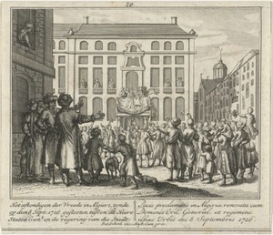 Het afkondigen van de vrede gesloten tussen de Staten-Generaal en het bestuur van Algiers, 1726