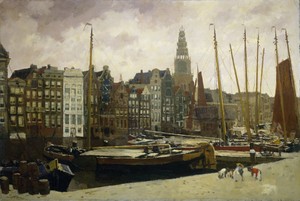 Het Damrak in Amsterdam