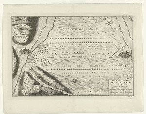 Het Franse leger tegenover het Oostenrijks-Brandenburgse leger bij Turckeim en Colmar, 5 januari 1674