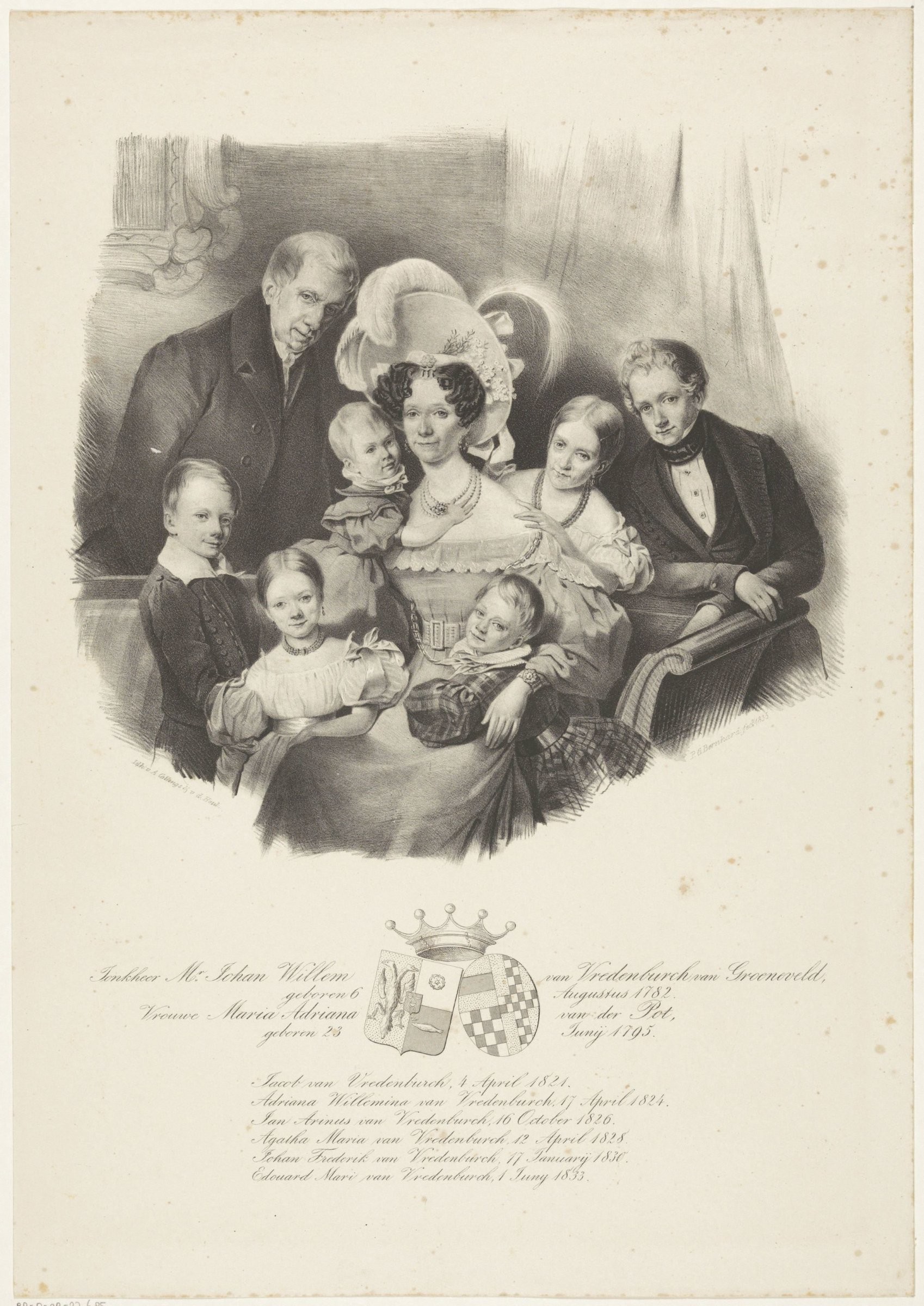 Het gezin va Johan Willem van Vredenburch van Groeneveld en zijn vrouw Maria Adriana van der Pot by Pieter Gerardus Bernhard