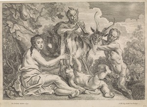 Het kind Jupiter wordt gevoed door de geit Amalthea