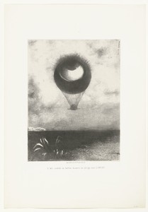 Het oog, als een vreemde ballon, beweegt zich naar het oneindige
