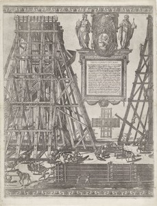 Het oprichten van de obelisk op het St. Pietersplein