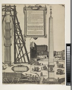 Het oprichten van de obelisk op het St. Pietersplein