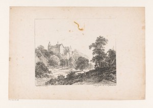 Heuvelachtig landschap met kasteel