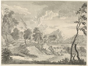 Heuvelachtig landschap met waterval