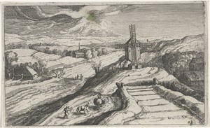 Heuvellandschap met een windmolen