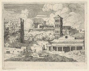 Heuvellandschap met gezicht op een stad