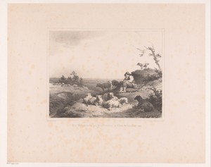 Heuvellandschap met herder en kudde